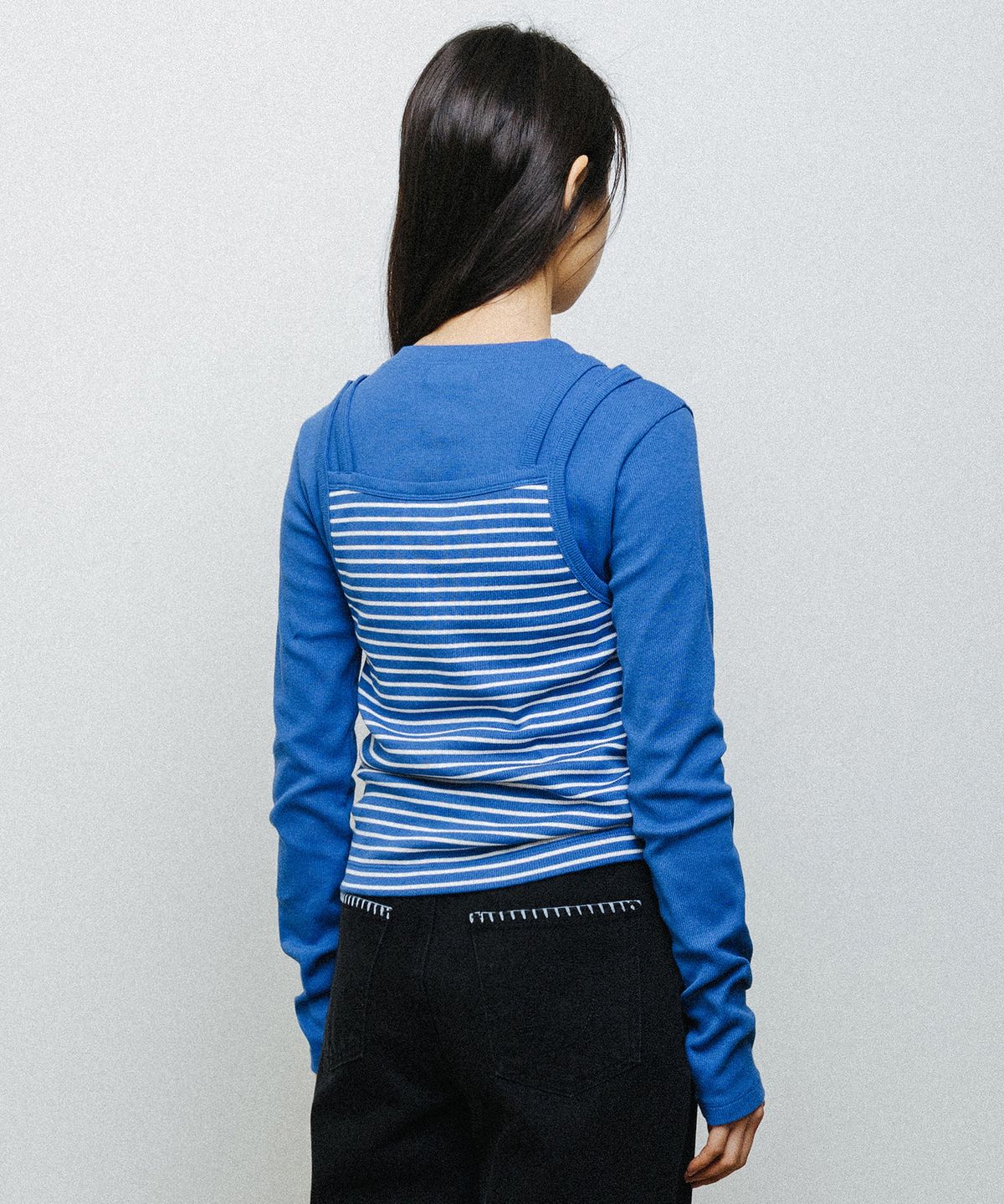 데이지신드롬(DAISY SYNDROME) STRAP RIBBED SLEEVELESS blue
