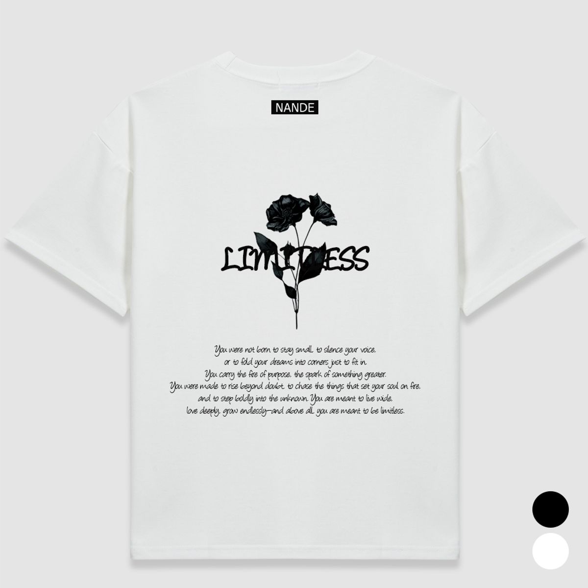 난데(NANDE) LIMITLESS 오버핏 그래픽 반팔 티셔츠