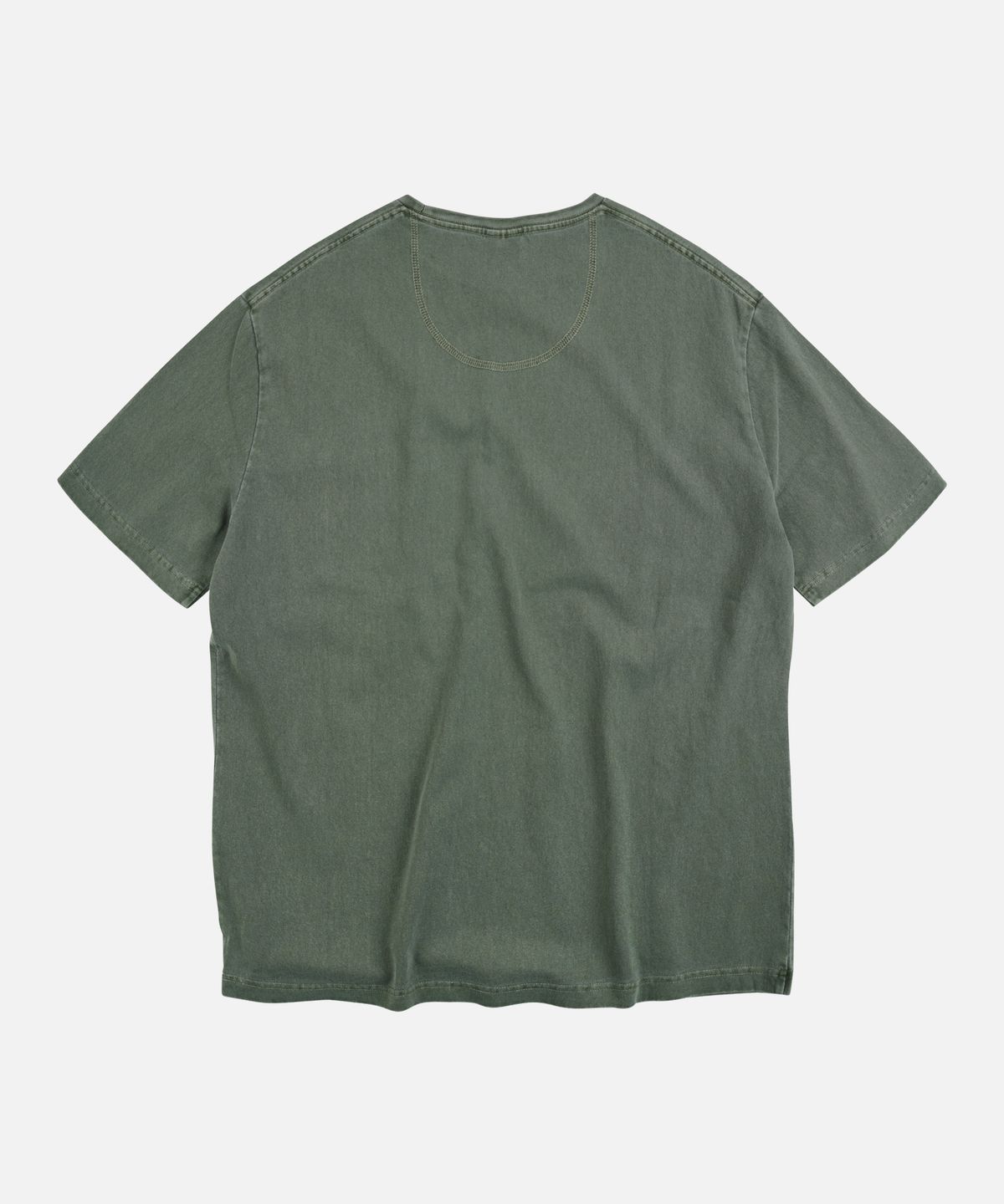 프리즘웍스(FRIZMWORKS) COVER STITCH PIGMENT DYEING TEE _ OLIVE