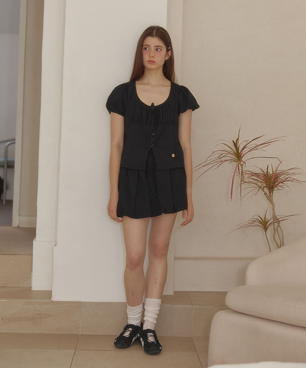 아노에틱(ANOETIC) ANC LACE BALLON SKIRT_BLACK