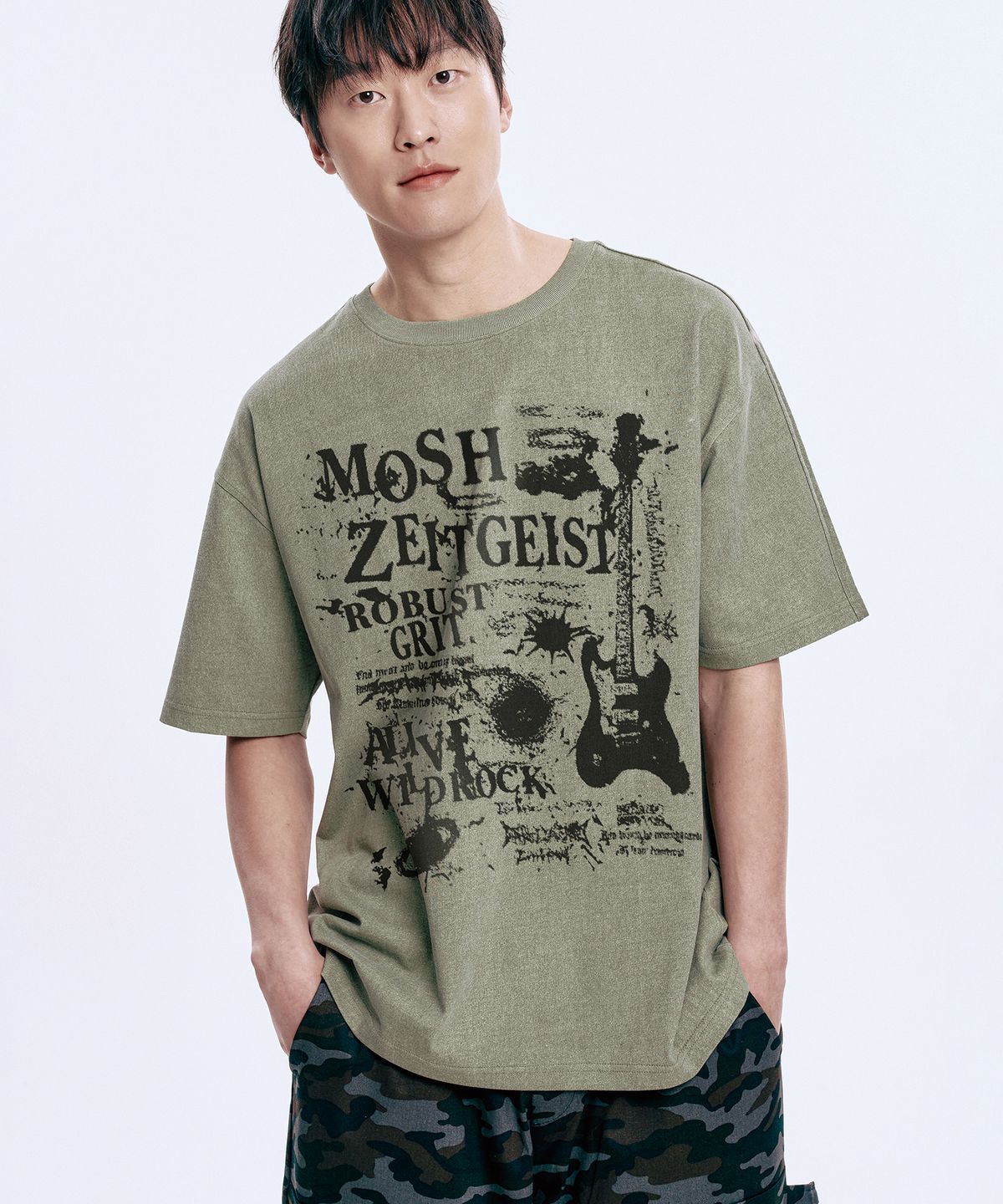 와일드락(WILDROCK) Wild MOSH 피그먼트 오버핏 반팔 티셔츠_5 COL