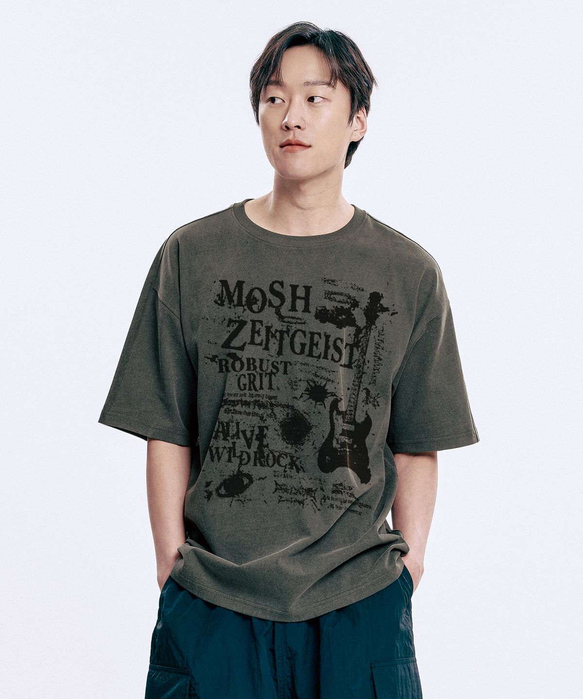 와일드락(WILDROCK) Wild MOSH 피그먼트 오버핏 반팔 티셔츠_5 COL
