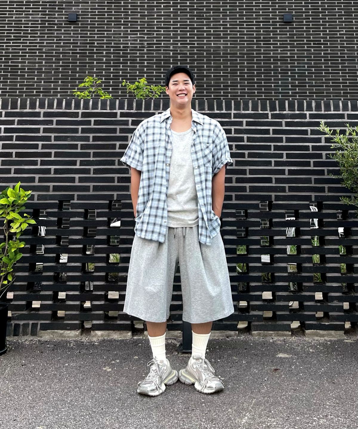 토피(TOFFEE) 원턱 스웻 버뮤다 팬츠 (MELANGE GREY)