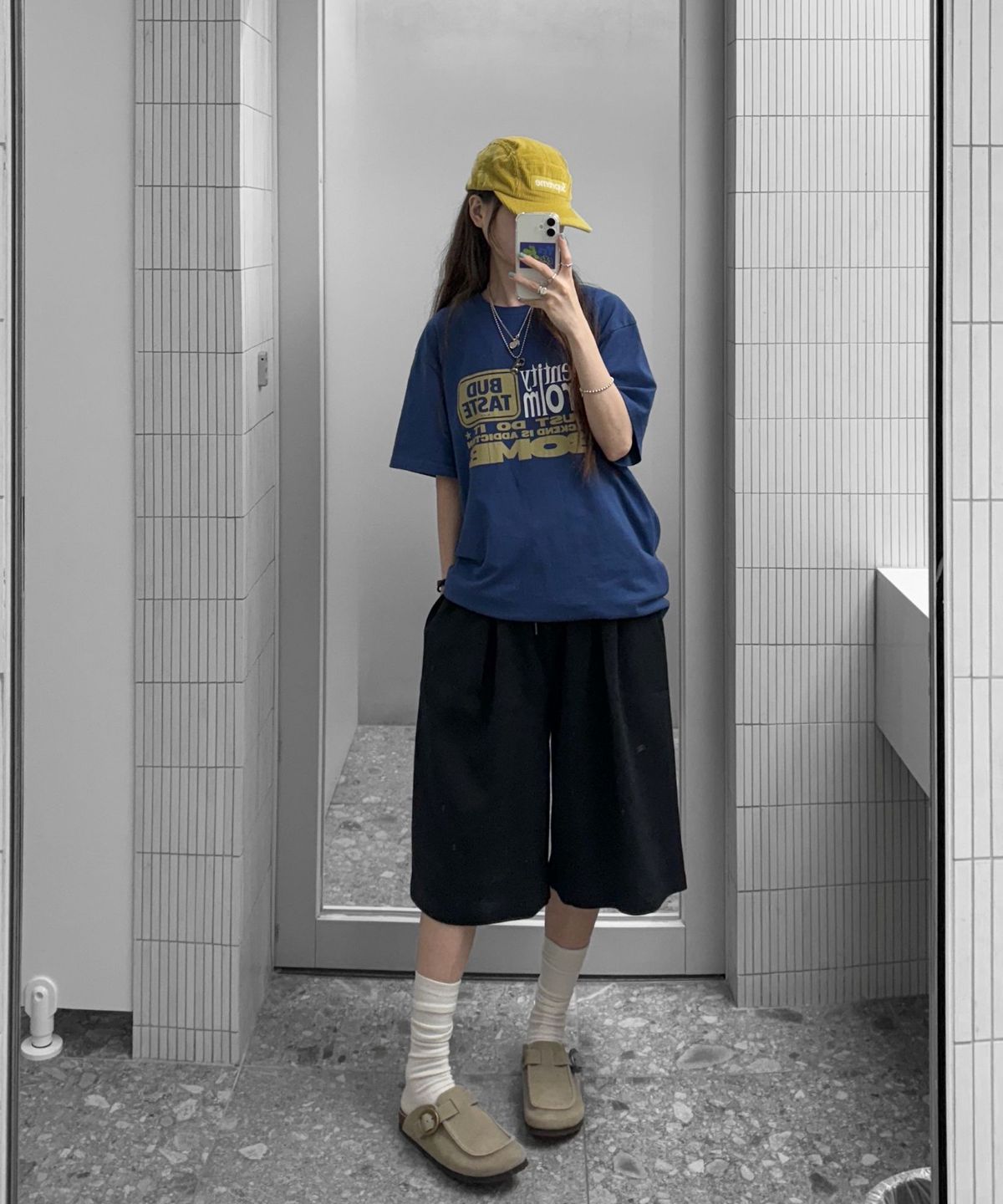 토피(TOFFEE) 원턱 스웻 버뮤다 팬츠 (BLACK)