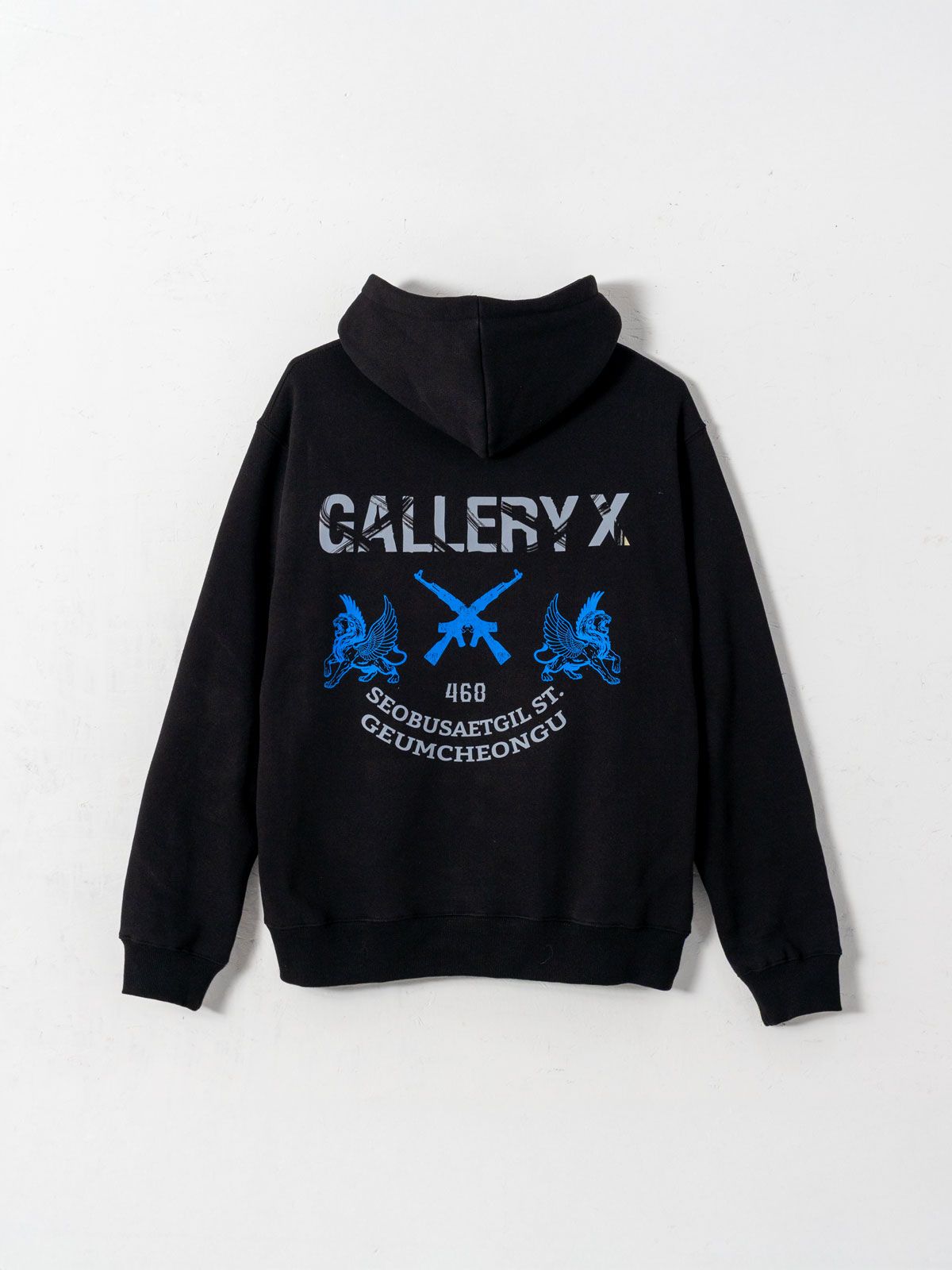 갤러리 엑스(GALLERY X) Blue Skull-X Hoodie Black (Fleece)
