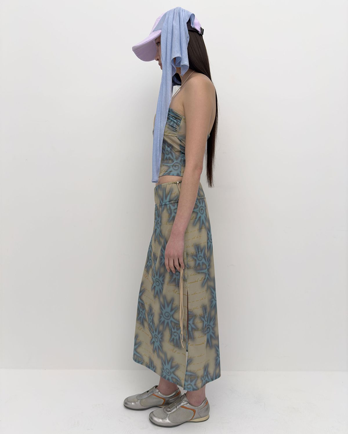 퓨레(PUREE) Mural mesh skirt Sand