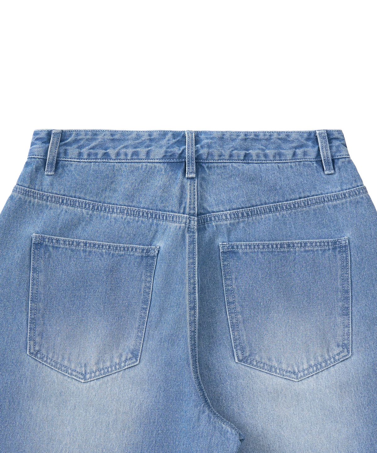 엑스컨테이너(EXCONTAINER) 딥 워싱 와이드 데님 팬츠  (BLUE)