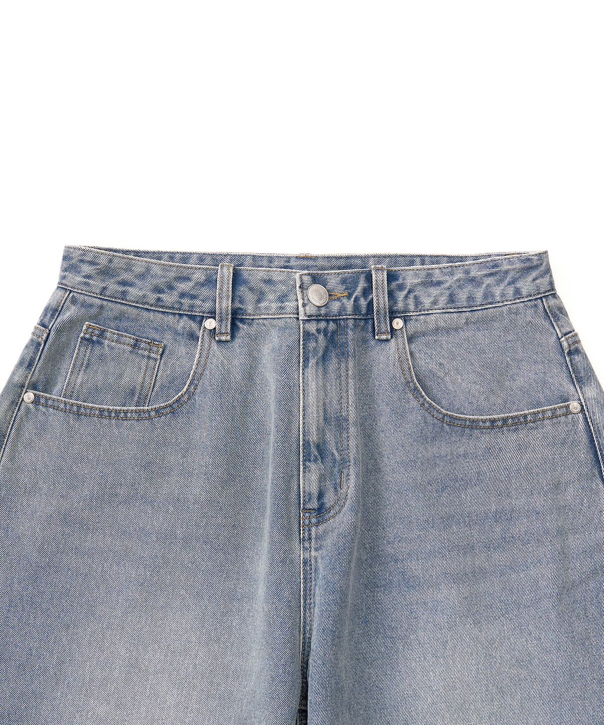 엑스컨테이너(EXCONTAINER) 딥 워싱 와이드 데님 팬츠  (VINTAGE BLUE)