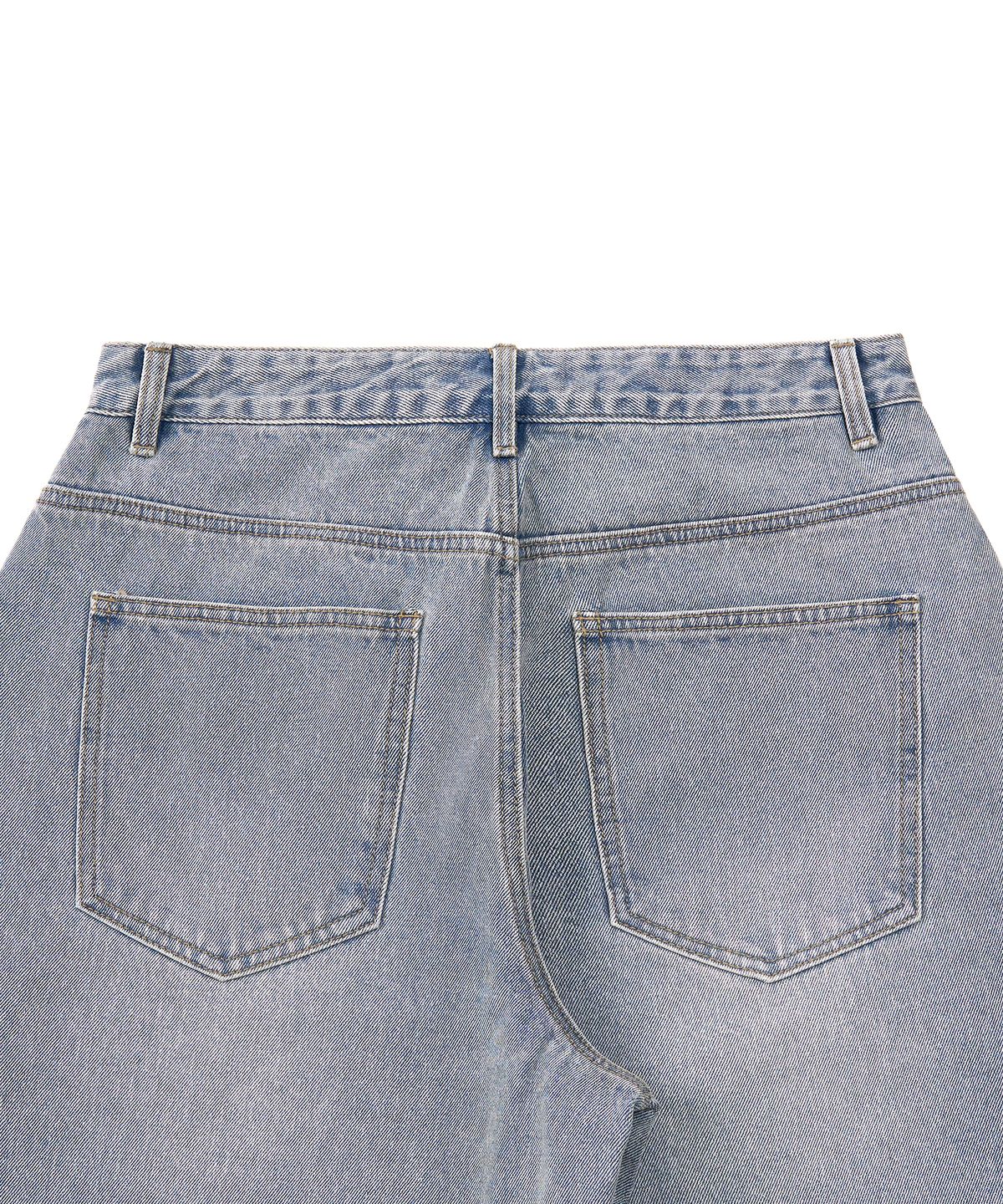 엑스컨테이너(EXCONTAINER) 딥 워싱 와이드 데님 팬츠  (VINTAGE BLUE)