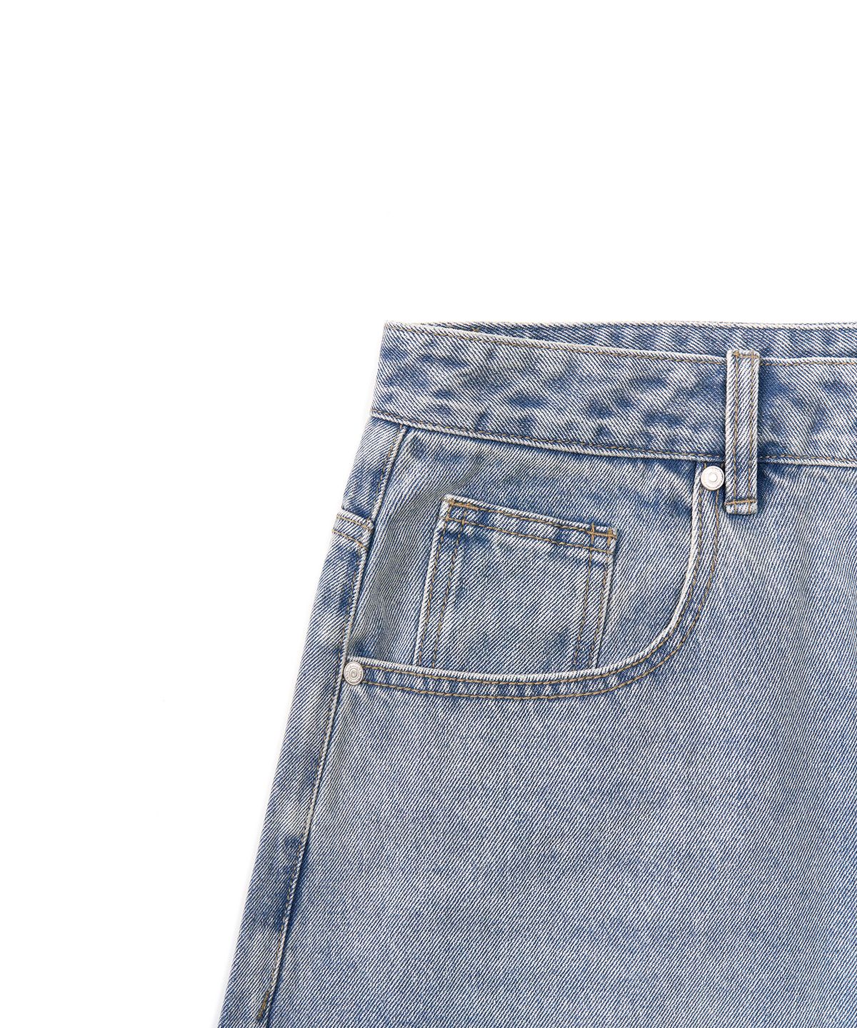 엑스컨테이너(EXCONTAINER) 딥 워싱 와이드 데님 팬츠  (VINTAGE BLUE)