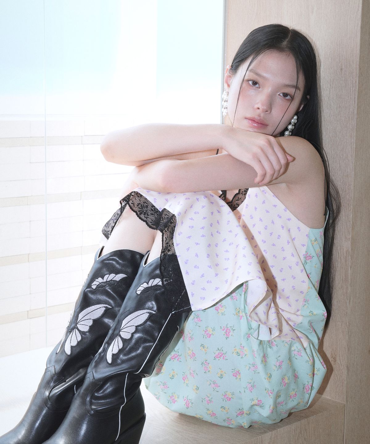 스윗비터(SWEET BITTER) 투웨이 플라워 맥시 원피스_민트
