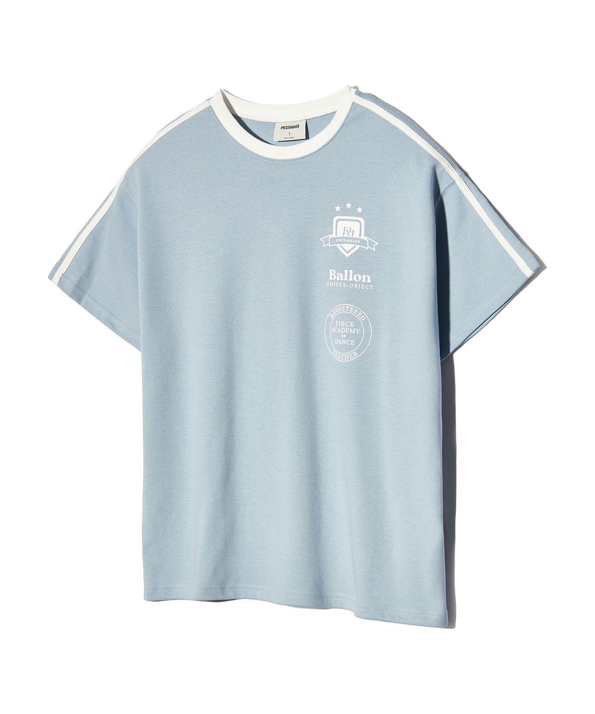 피스메이커(PIECE MAKER) [2TYPE] TRACK JERSEY HEAVY COTTON TEE (SKY BLUE)