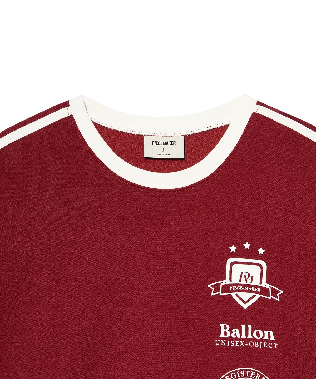 피스메이커(PIECE MAKER) [2TYPE] TRACK JERSEY HEAVY COTTON TEE (BURGUNDY)