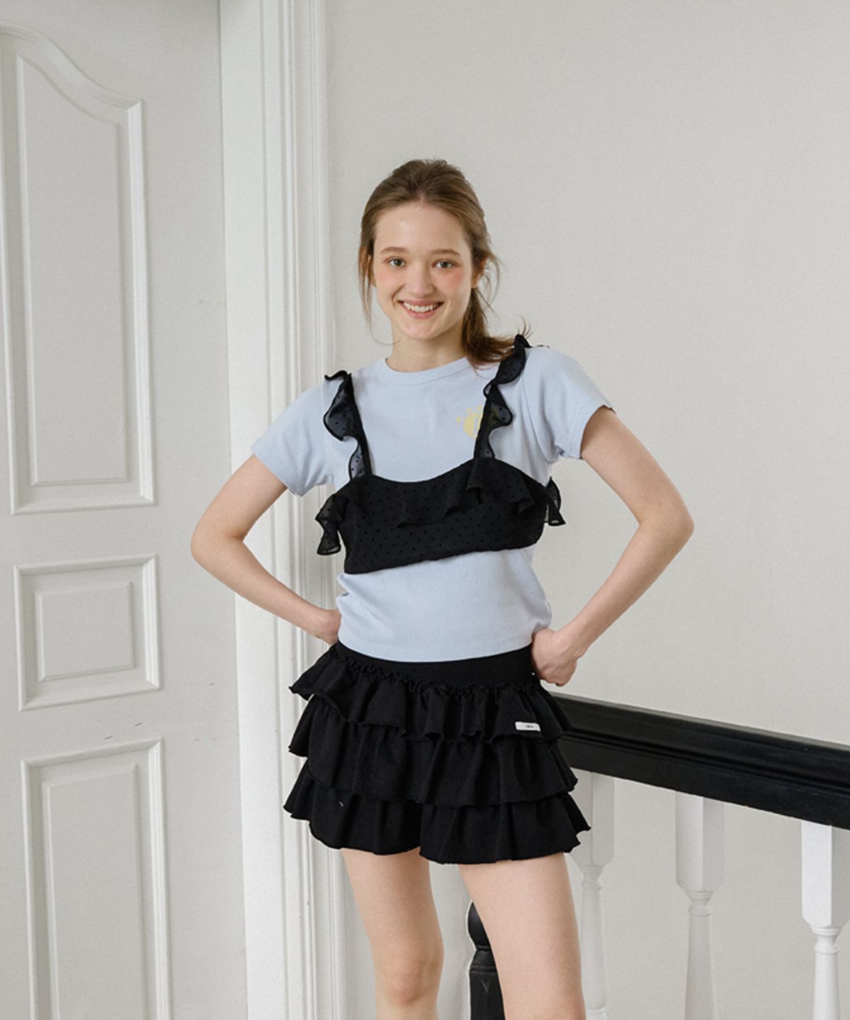 레터리(LETERIE) CANCAN BANDING MINI SKIRT_BLACK