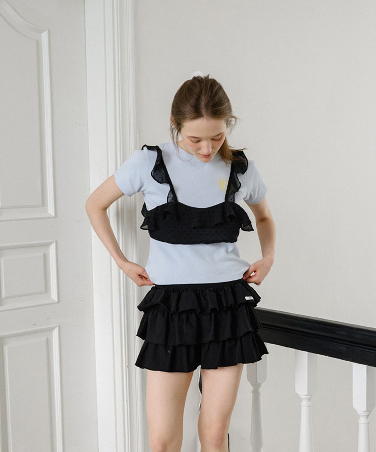 레터리(LETERIE) CANCAN BANDING MINI SKIRT_BLACK