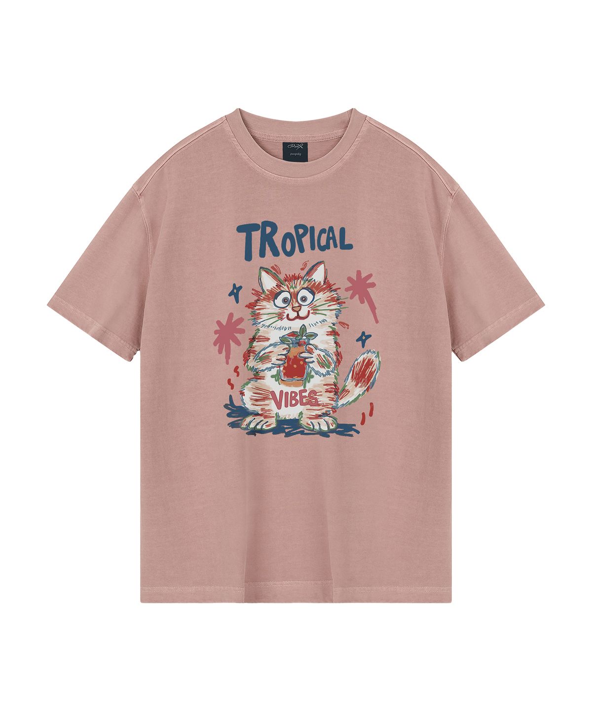 와일드락(WILDROCK) Hollysheesh TROPICAL CAT 피그먼트 오버핏 반팔 티셔츠_6 COL (크롭포함)