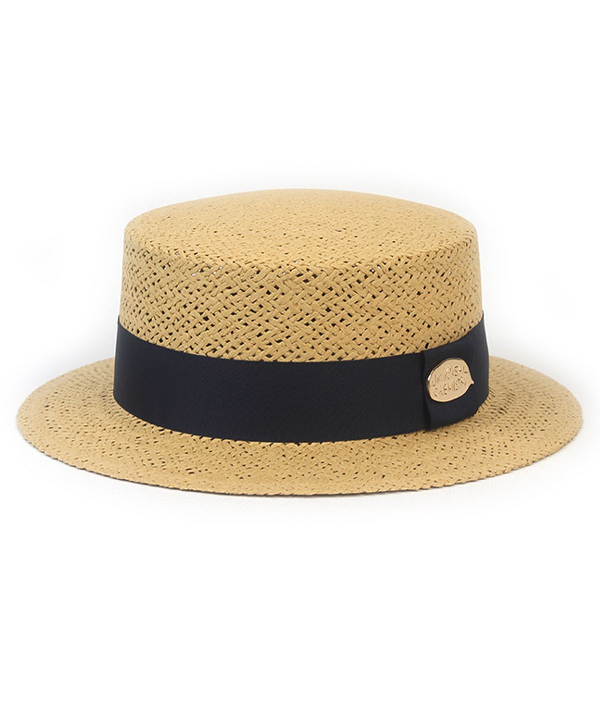 유니버셜 케미스트리(UNIVERSAL CHEMISTRY) Navy Line Beige Short Panama Hat 파나마햇