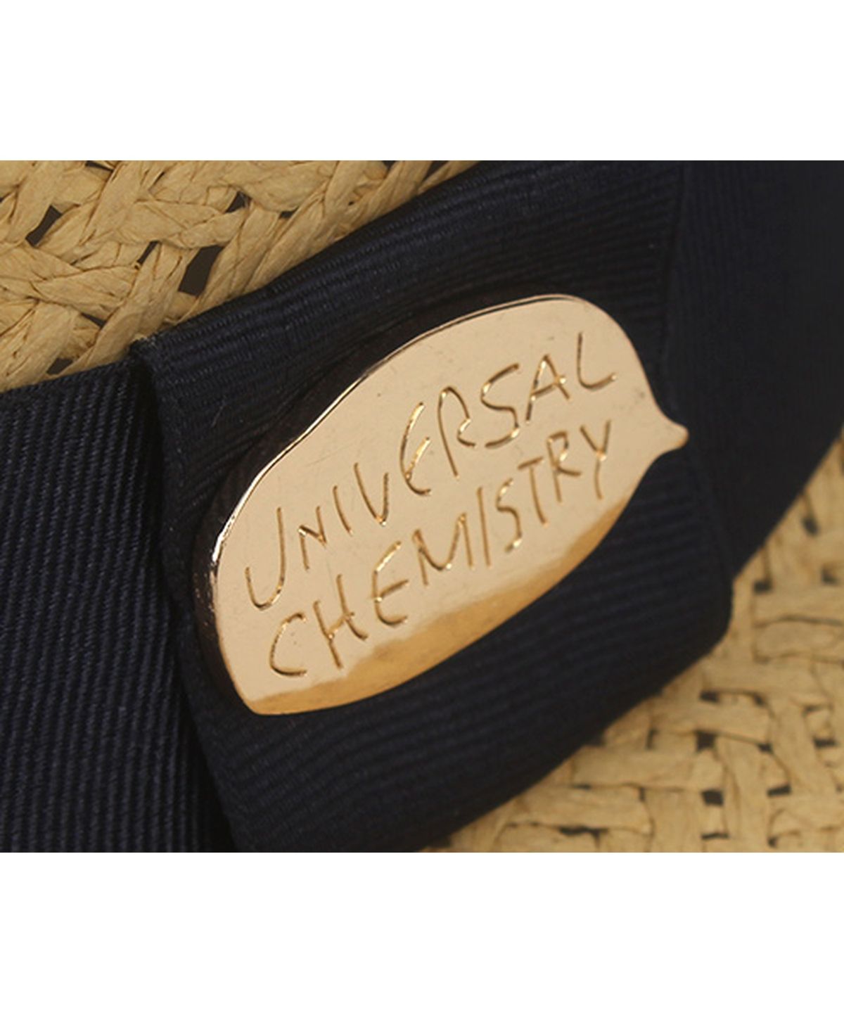 유니버셜 케미스트리(UNIVERSAL CHEMISTRY) Navy Line Beige Short Panama Hat 파나마햇