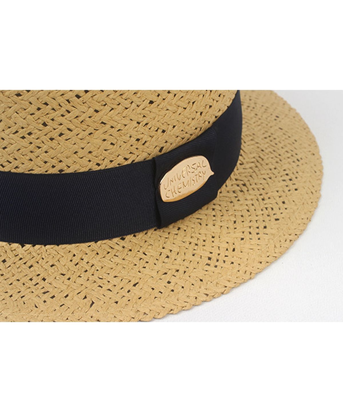 유니버셜 케미스트리(UNIVERSAL CHEMISTRY) Navy Line Beige Short Panama Hat 파나마햇