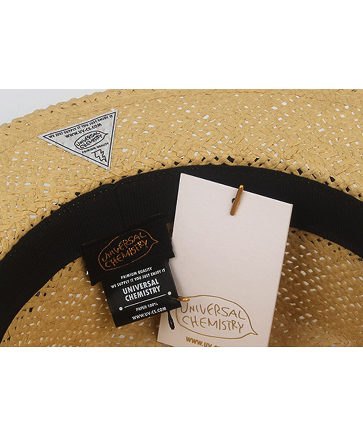 유니버셜 케미스트리(UNIVERSAL CHEMISTRY) Navy Line Beige Short Panama Hat 파나마햇