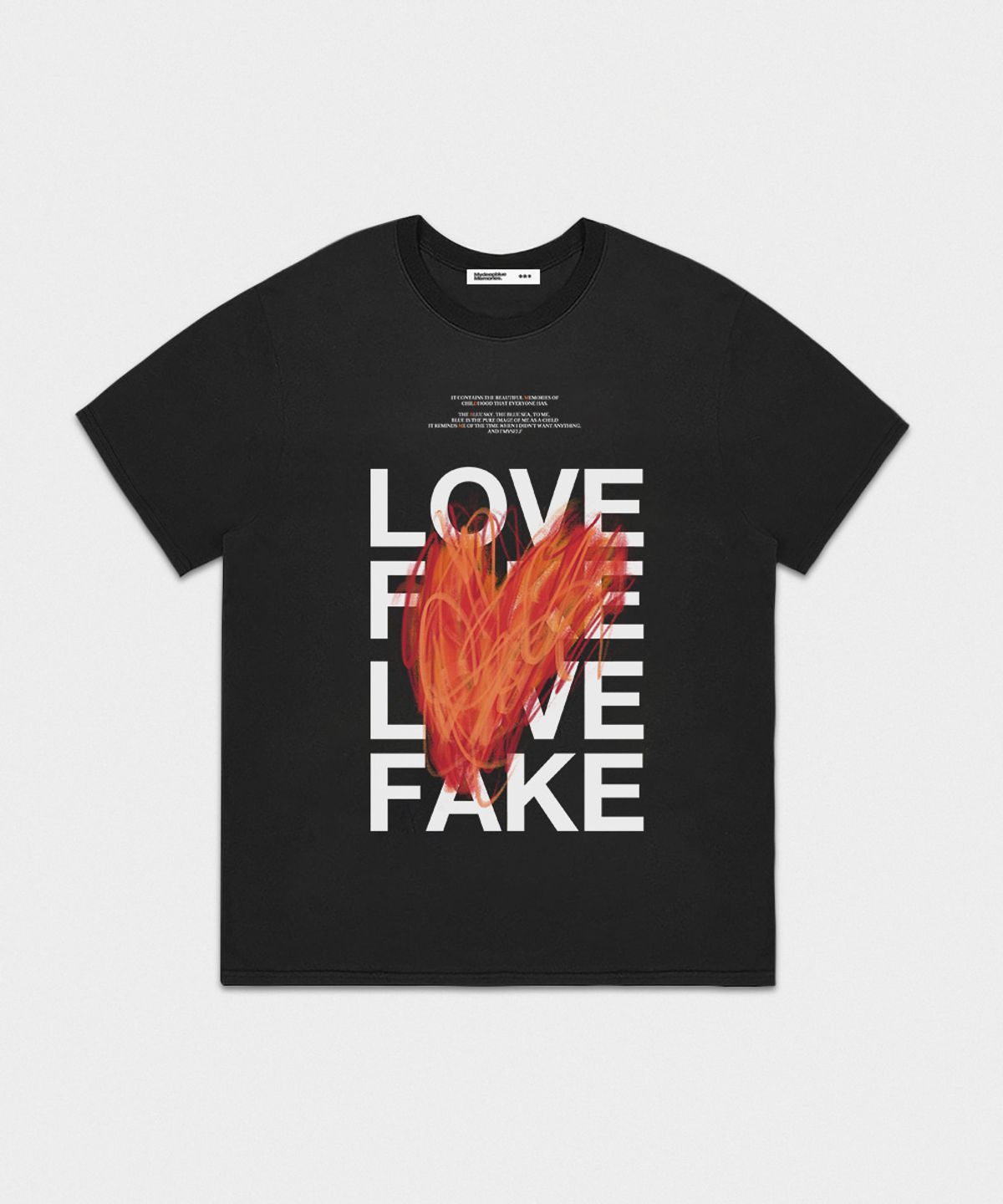 마이딥블루메모리즈(MY DEEP BLUE MEMORIES) LOVE X FAKE GRAPHIC T-SHIRTS (BLACK)