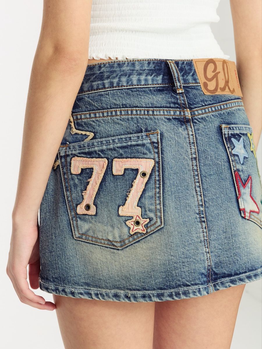 MUSINSA公式 | GLOWNY WESTERN MINI SKIRT (VINTAGE BLUE)