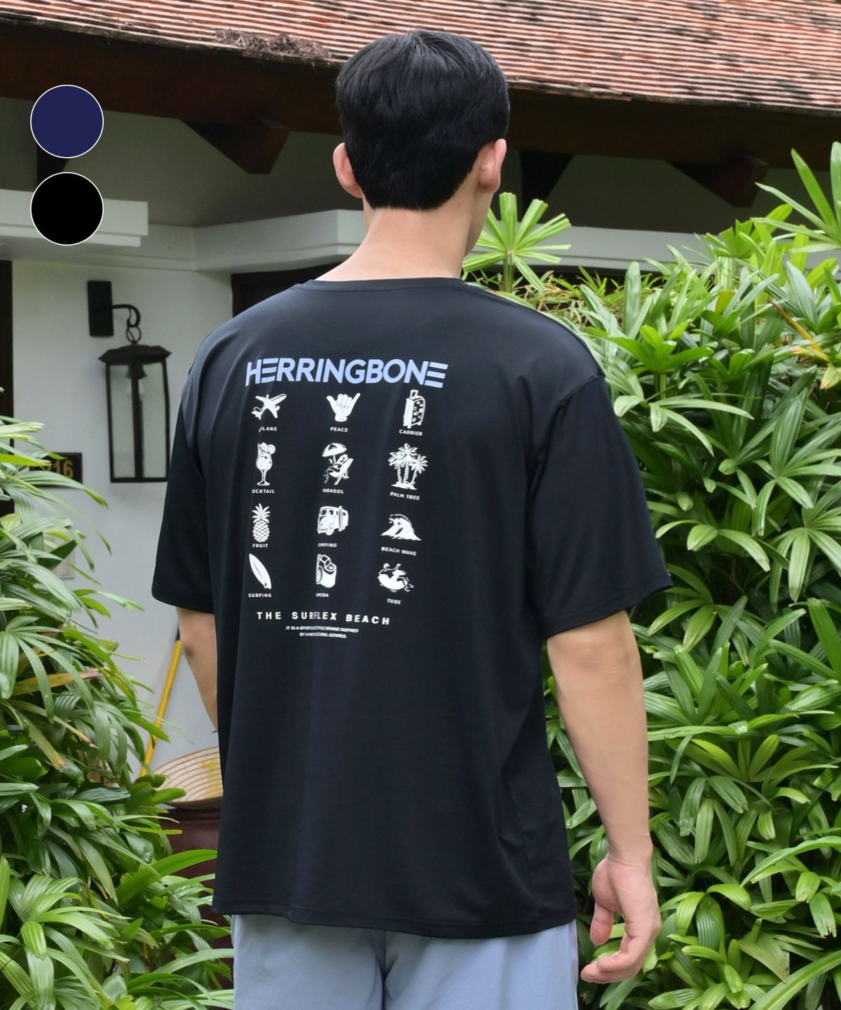 헤링본(HERRINGBONE) 남자 반팔 래쉬가드 루즈핏 수영복 비치 스윔웨어 상의 (2color) / RI385M