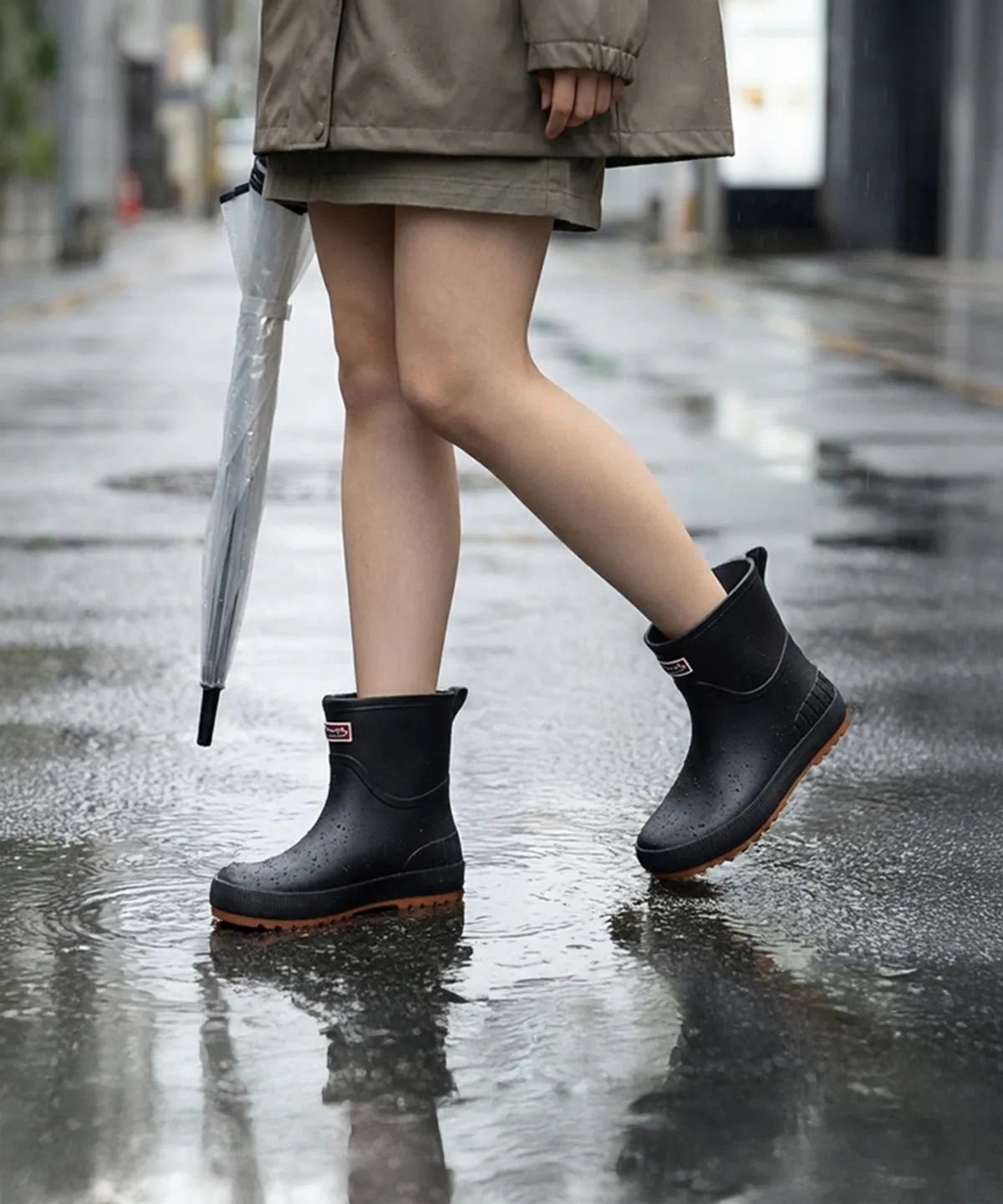 하버드 슈즈(HARVARD SHOES) 실린더 레인부츠 블랙 베이지