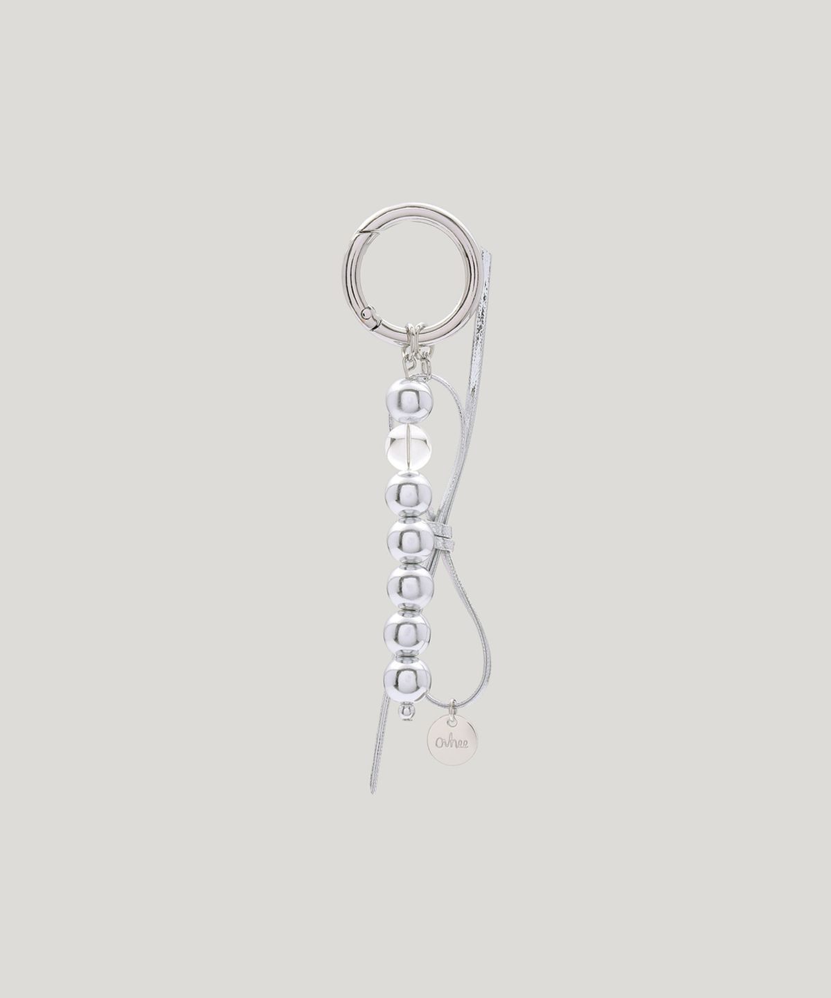오브히(OVHEE) 리본 비즈 볼 키링 Ribbon Beads Ball Keyring_Silver