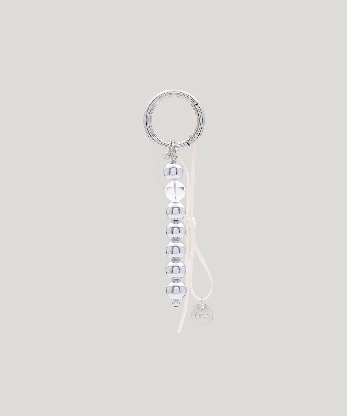 오브히(OVHEE) 리본 비즈 볼 키링 Ribbon Beads Ball Keyring_White