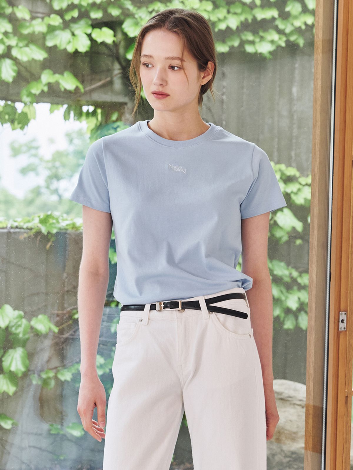 누브(NOUVE) 로고 코튼 티셔츠 - 블루 / Logo Cotton T-Shirts - Blue