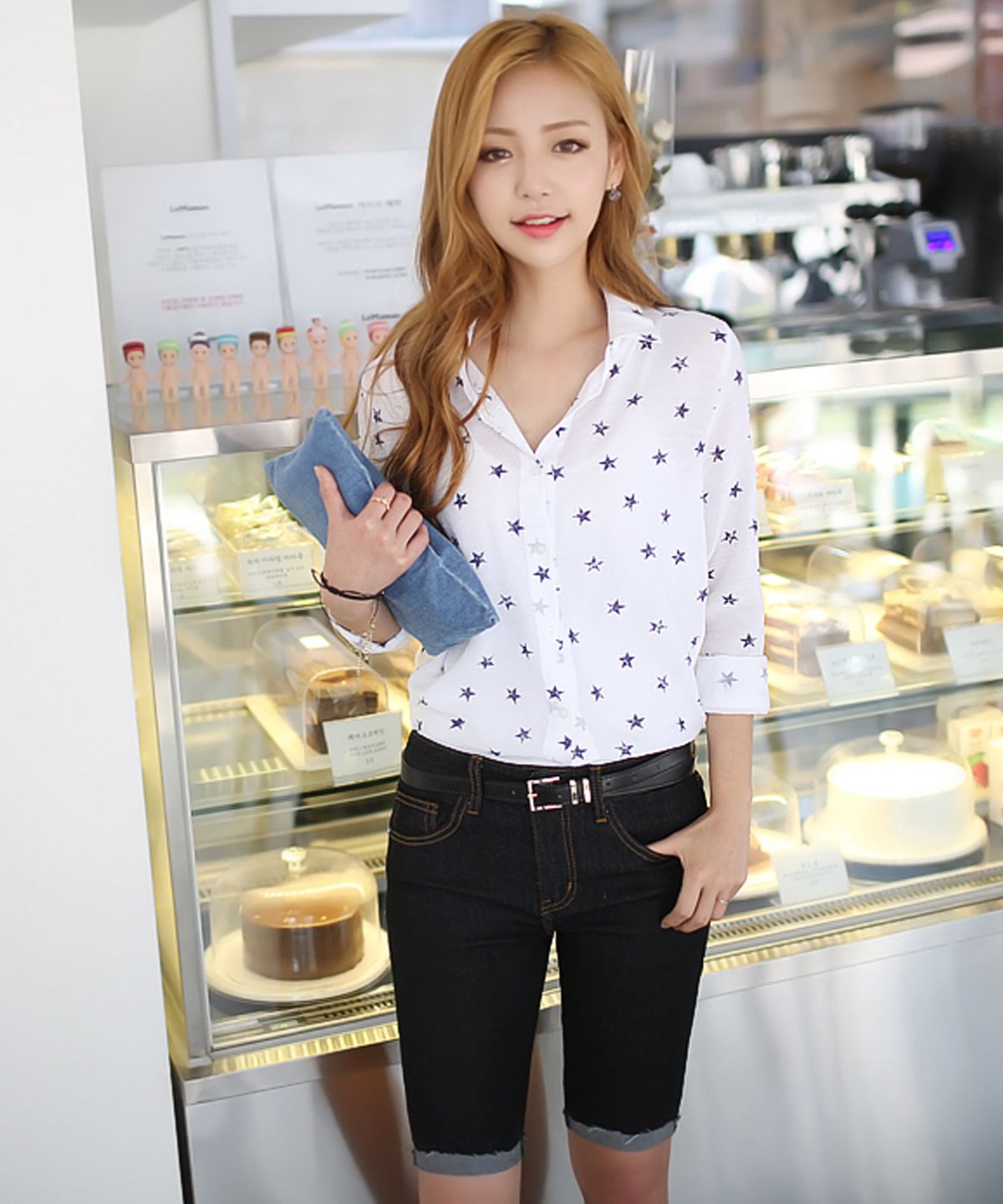 빼빼(BBAEBBAE) 블랙 생지 버뮤다 하프 데님 팬츠
