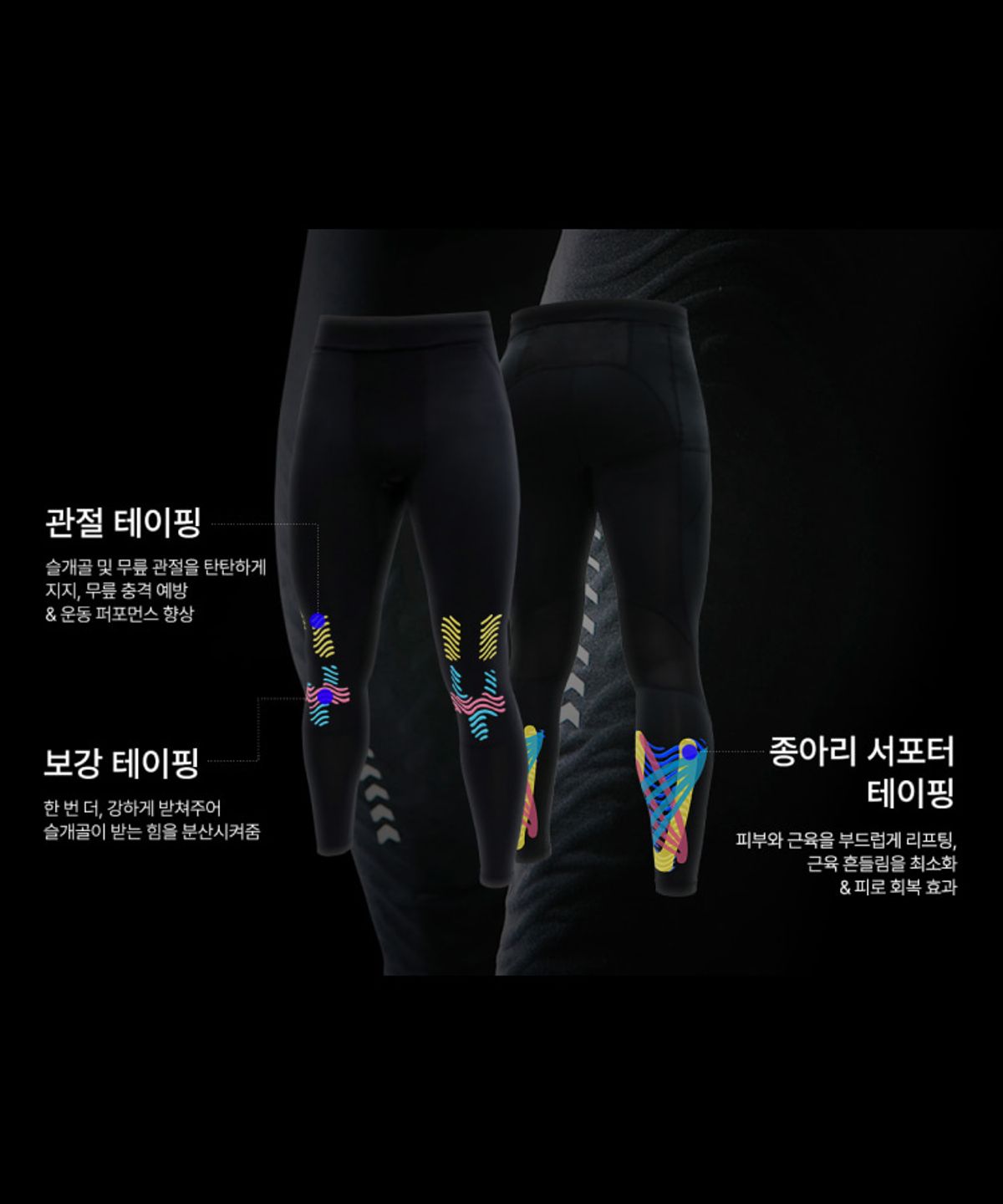 웨이브웨어(WAVEWEAR) 무릎 & 종아리 스포츠테이핑 컴프레션 타이즈 L30