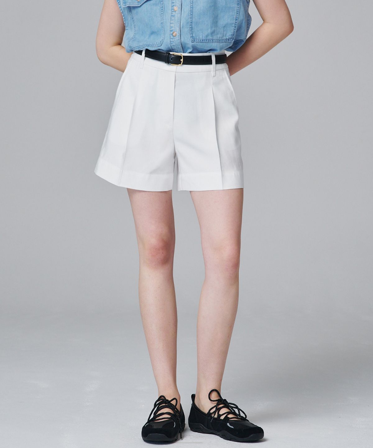 마롭(MALOUPE) 2210 원턱 4부 팬츠 (화이트)