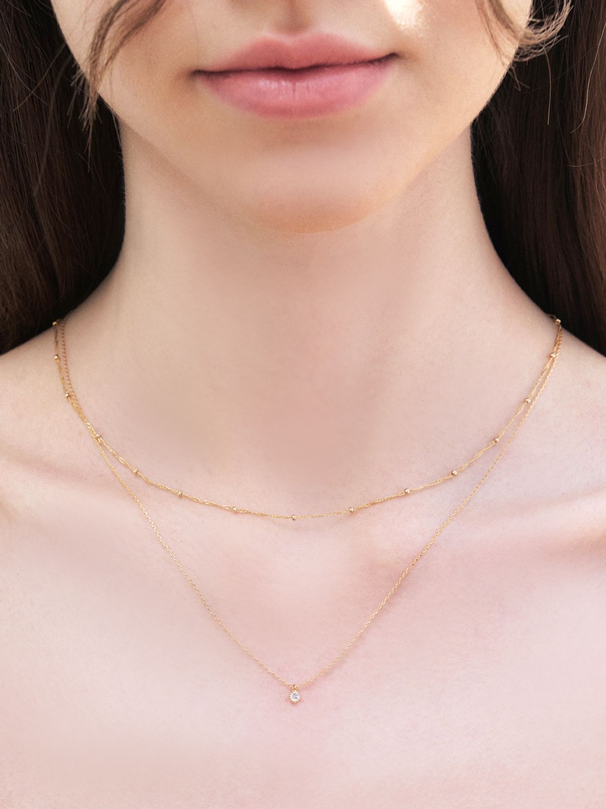 앵브록스(ENGBROX) glare cubic layered necklace