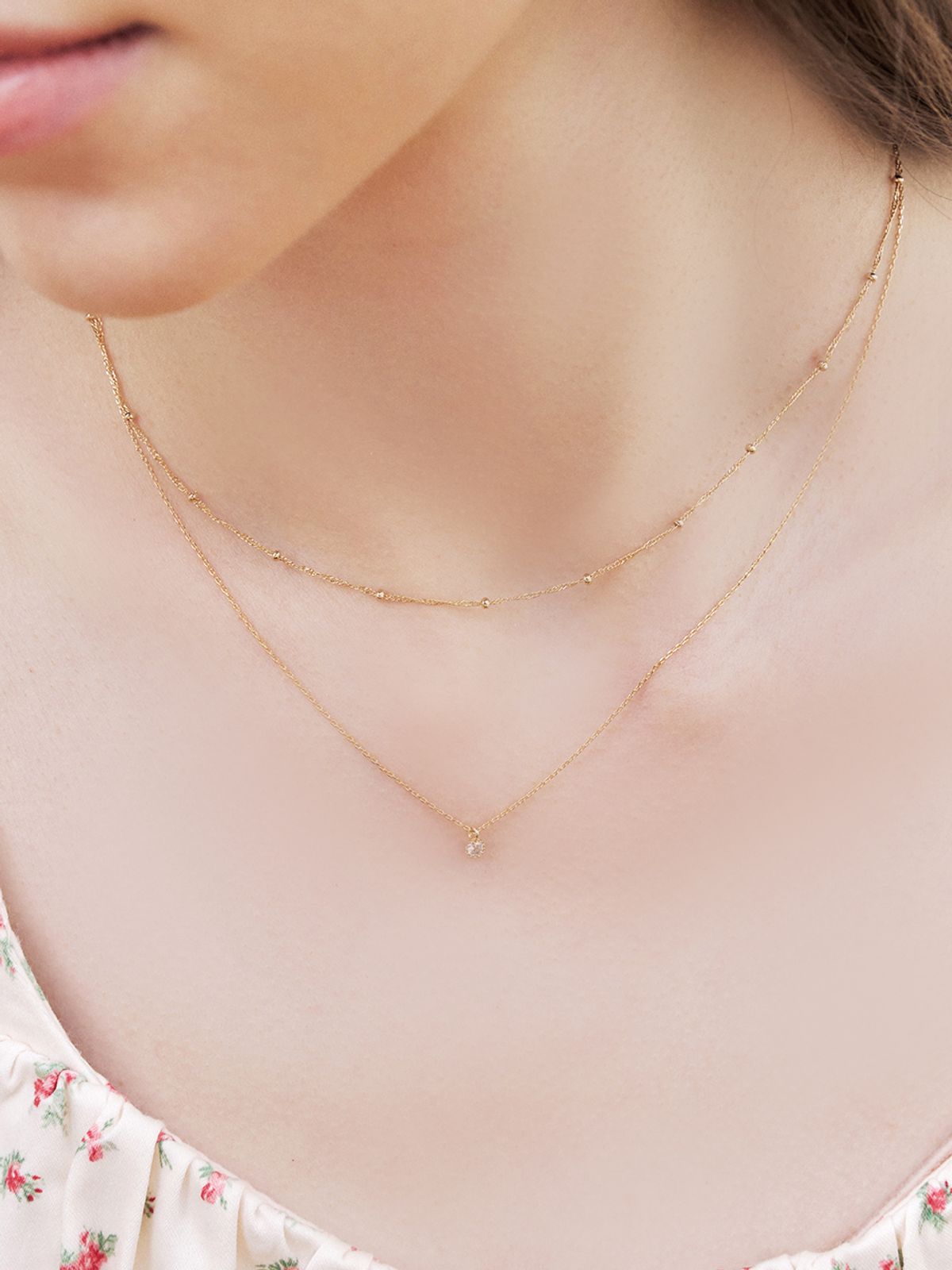 앵브록스(ENGBROX) glare cubic layered necklace