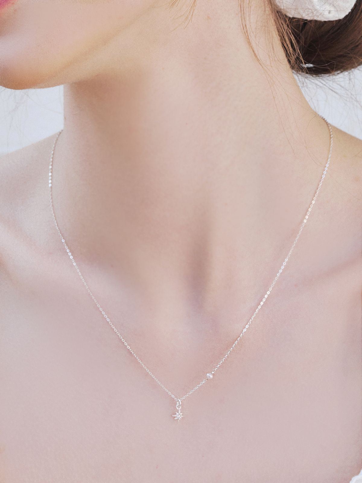 앵브록스(ENGBROX) [silver925] dazzle star pearl necklace