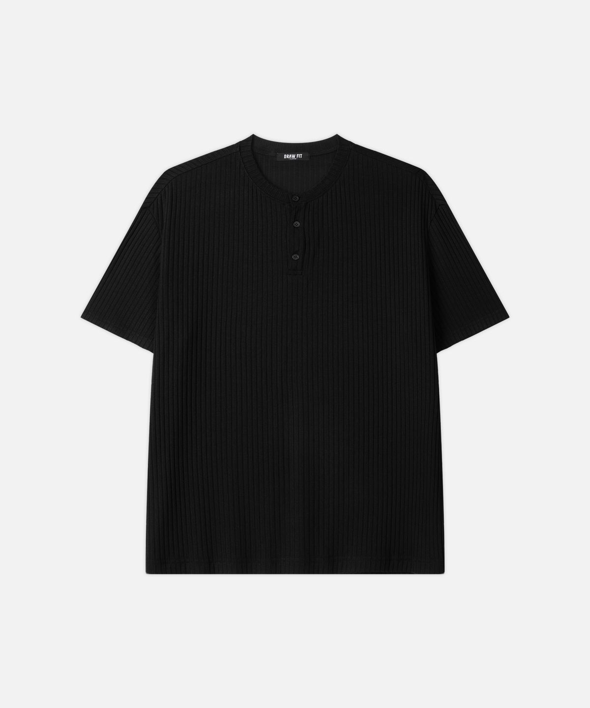 드로우핏(DRAW FIT) 콘스탄트 리브드 헨리넥 티셔츠 [BLACK]