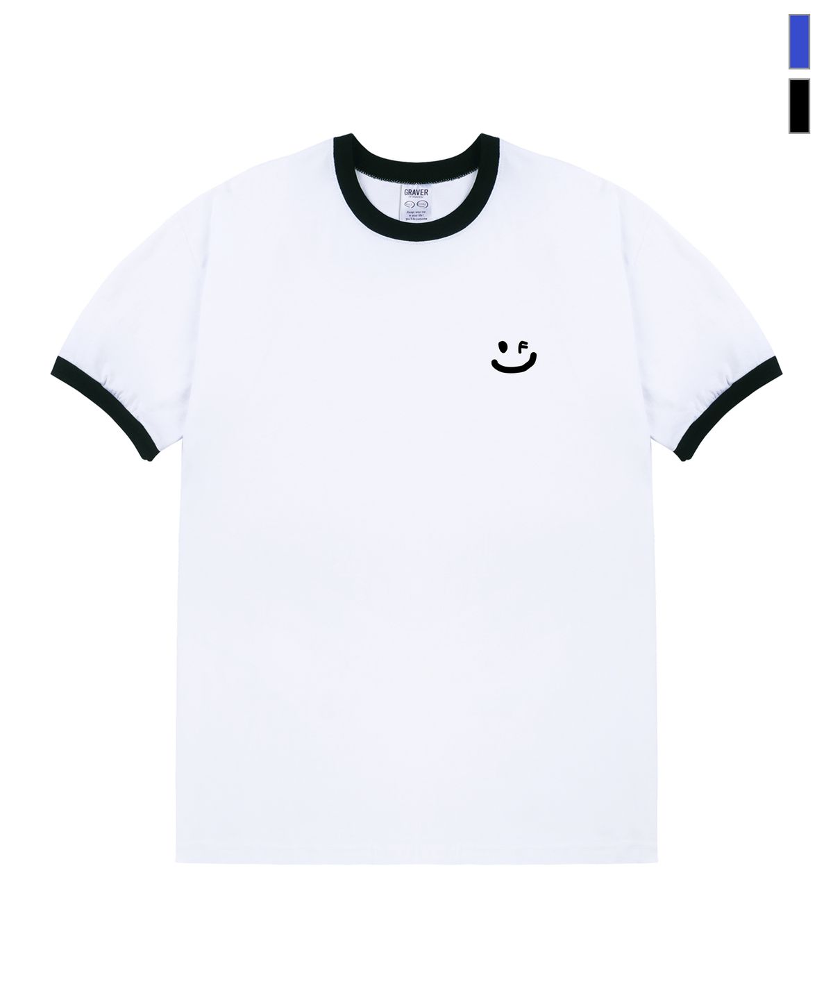 그레이버(GRAVER) [UNISEX]스몰 드로잉스마일 링거 반팔티_2color