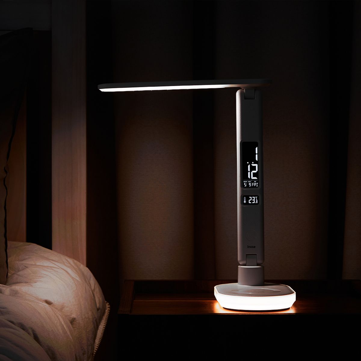 아이노트(INOTE) 무드등 LED 스탠드 조명 알람 시계 핸드폰 무선 충전기