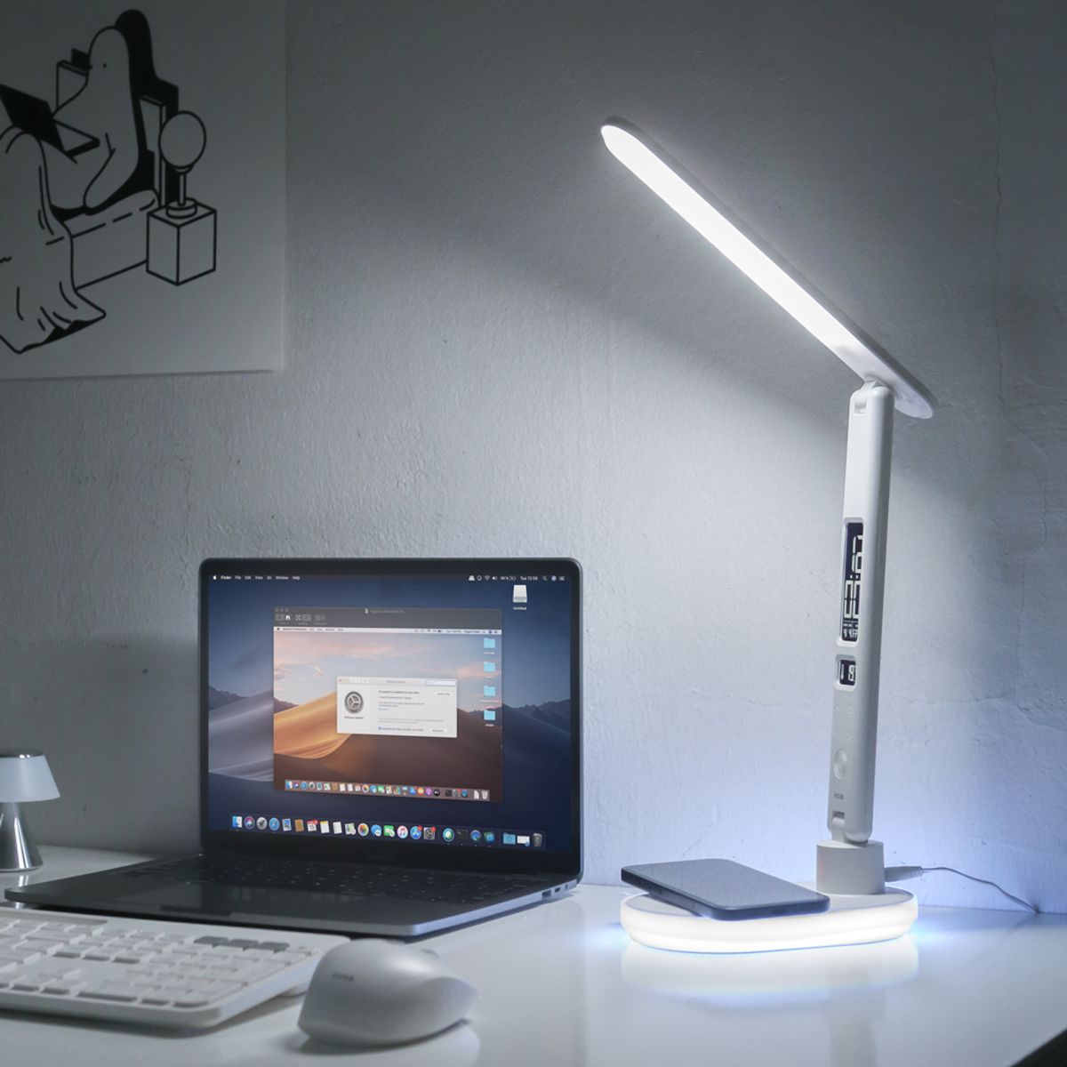 아이노트(INOTE) 무드등 LED 스탠드 조명 알람 시계 핸드폰 무선 충전기