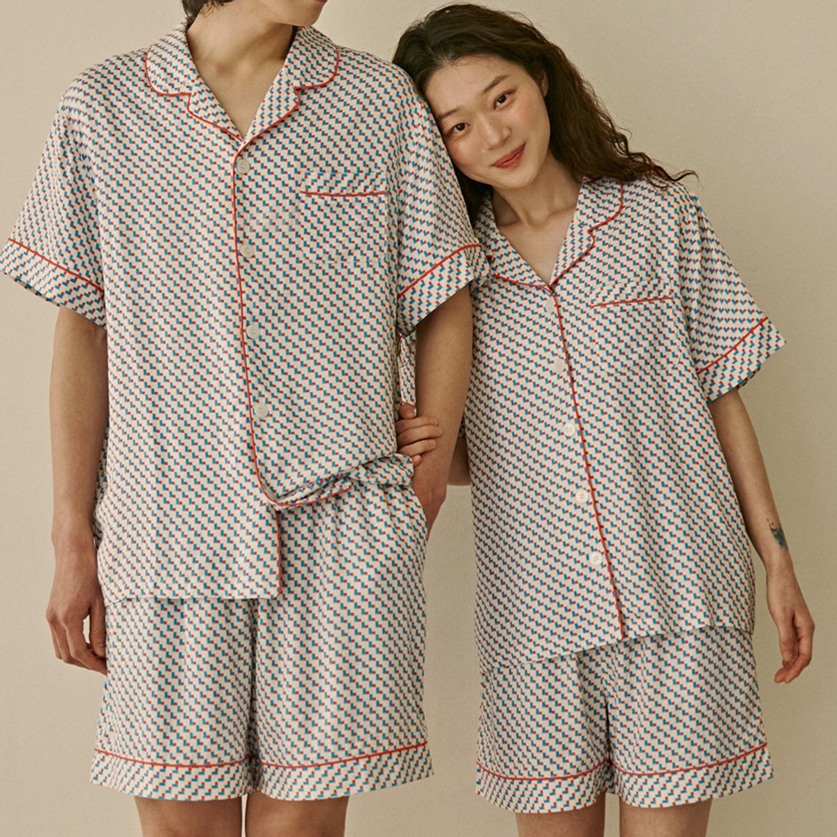 보웰(BOWELL) [BWTZ] 데이오프 비스코스 100% 파자마 반소매세트 블록 3종