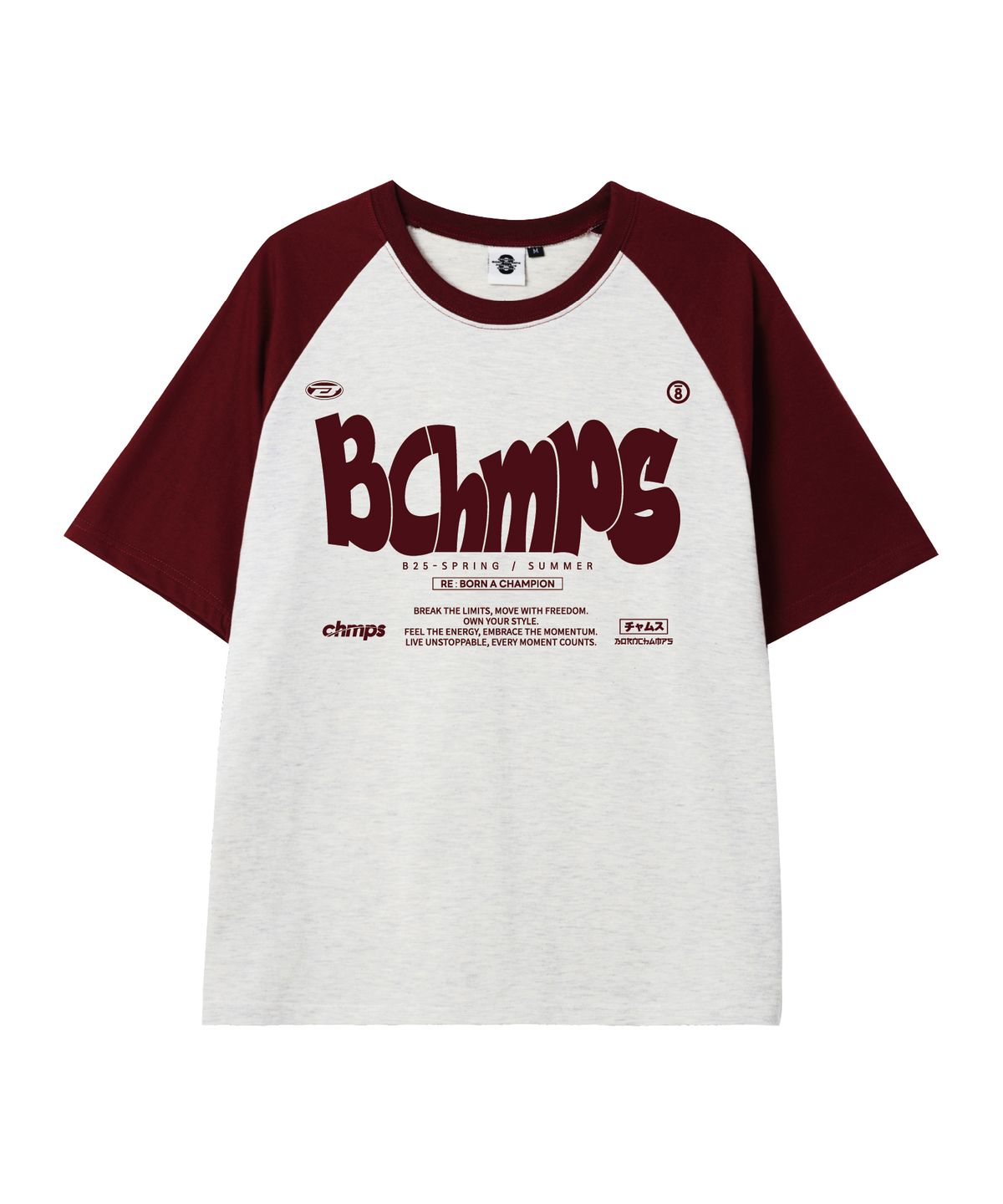 본챔스(BORN CHAMPS) [5 COLORS] BOLD MOTION 오버핏 래글런 반팔티셔츠 B25ST87