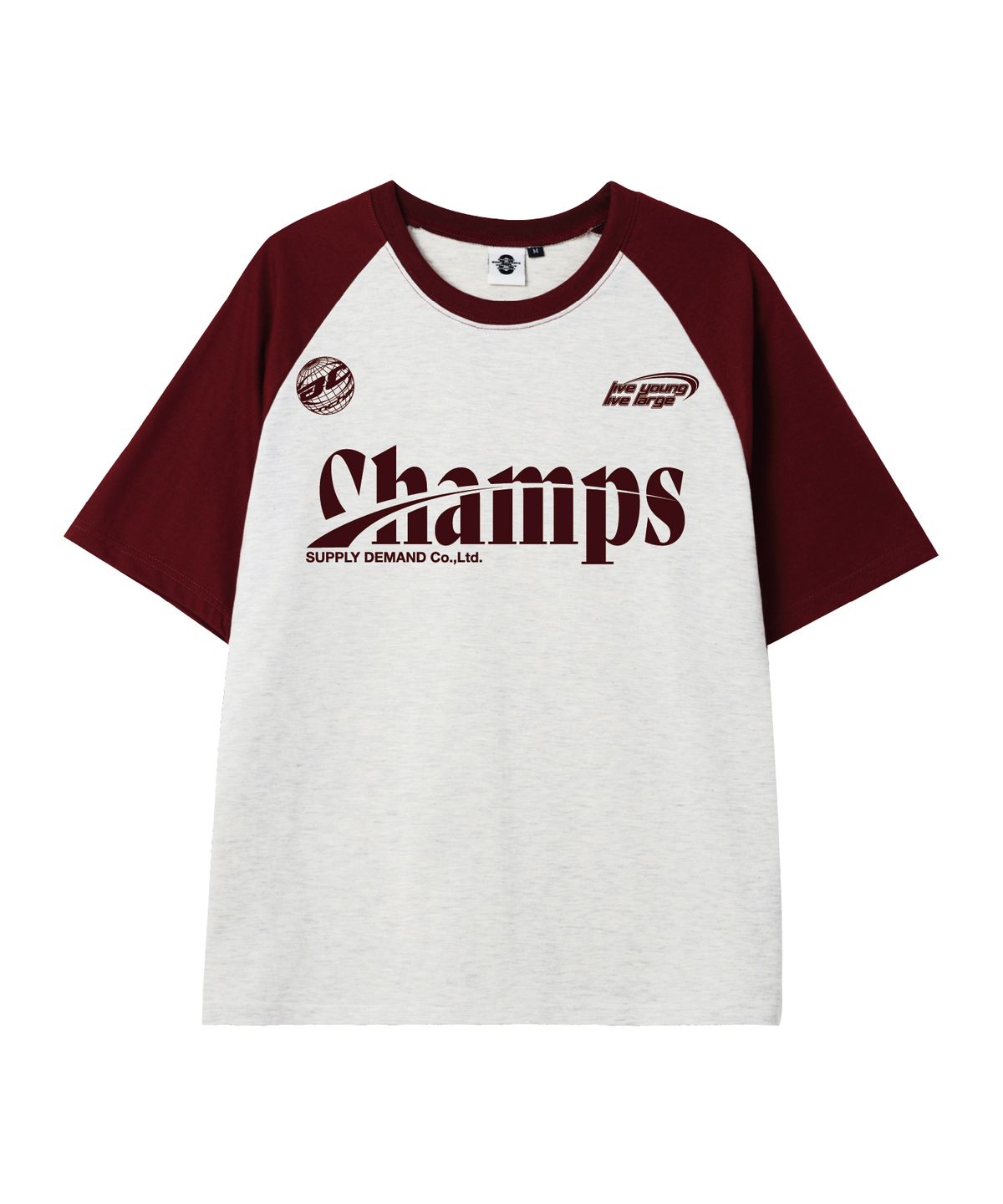 본챔스(BORN CHAMPS) [5 COLORS] CHMPS SPORTY LOGO 오버핏 래글런 반팔티셔츠 B25ST89