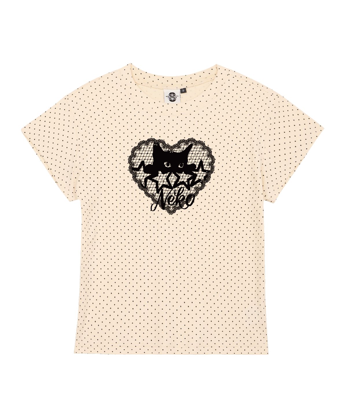 본챔스(BORN CHAMPS) [3 COLORS] LACY NEKO 여성 땡땡이 반팔티셔츠 B25ST91