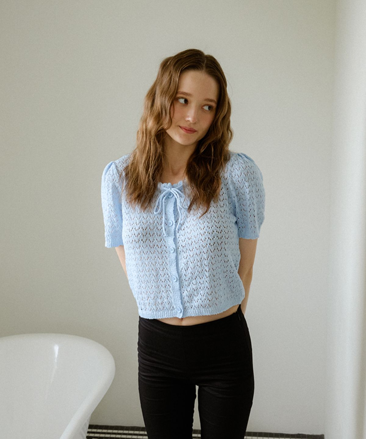 레터리(LETERIE) PUNCHING RIBBON CARDIGAN_3COLOR
