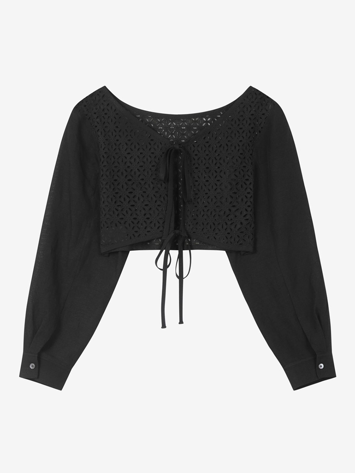 엘유브이엠(LUVM) PUNCHING OPEN BACK BLOUSE_BLACK