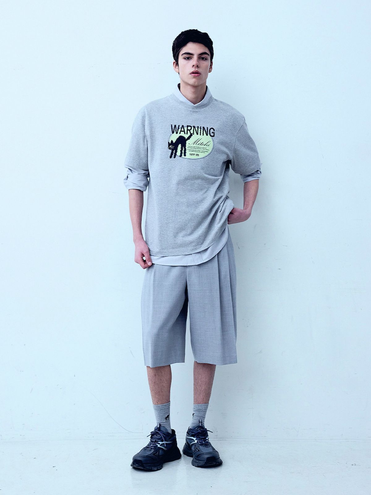 엘유브이엠(LUVM) WIDE BERMUDA PANTS FOR MEN_MELANGE GRAY