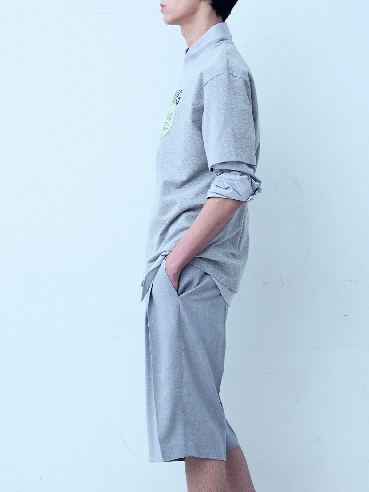 엘유브이엠(LUVM) WIDE BERMUDA PANTS FOR MEN_MELANGE GRAY