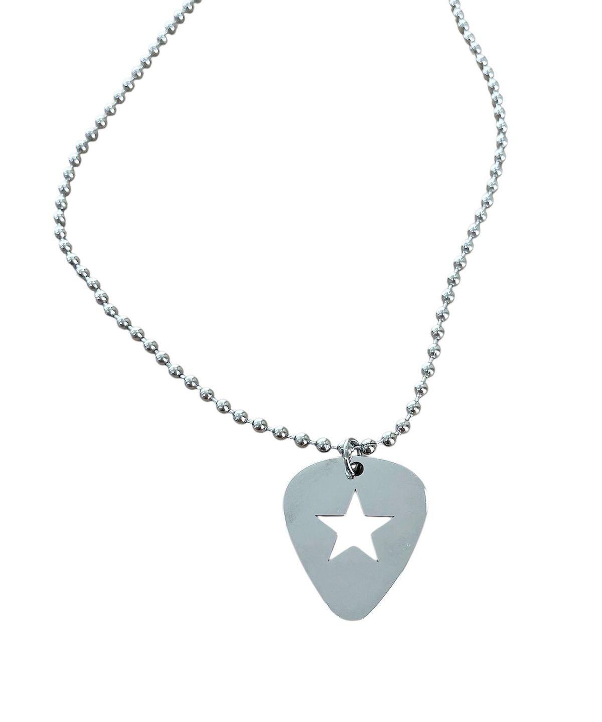 스케이터락(SK8ER ROCK) Star Guitar Pick Ball Chain Necklace ((steel))